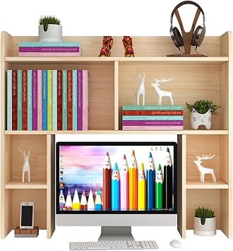 Solid Wood Desk Organizer Hutch Workspace Organizers Shelf for Top of Desk Desktop Bookshelf for Home Office College Dorm80cm/31.5in,Style 3