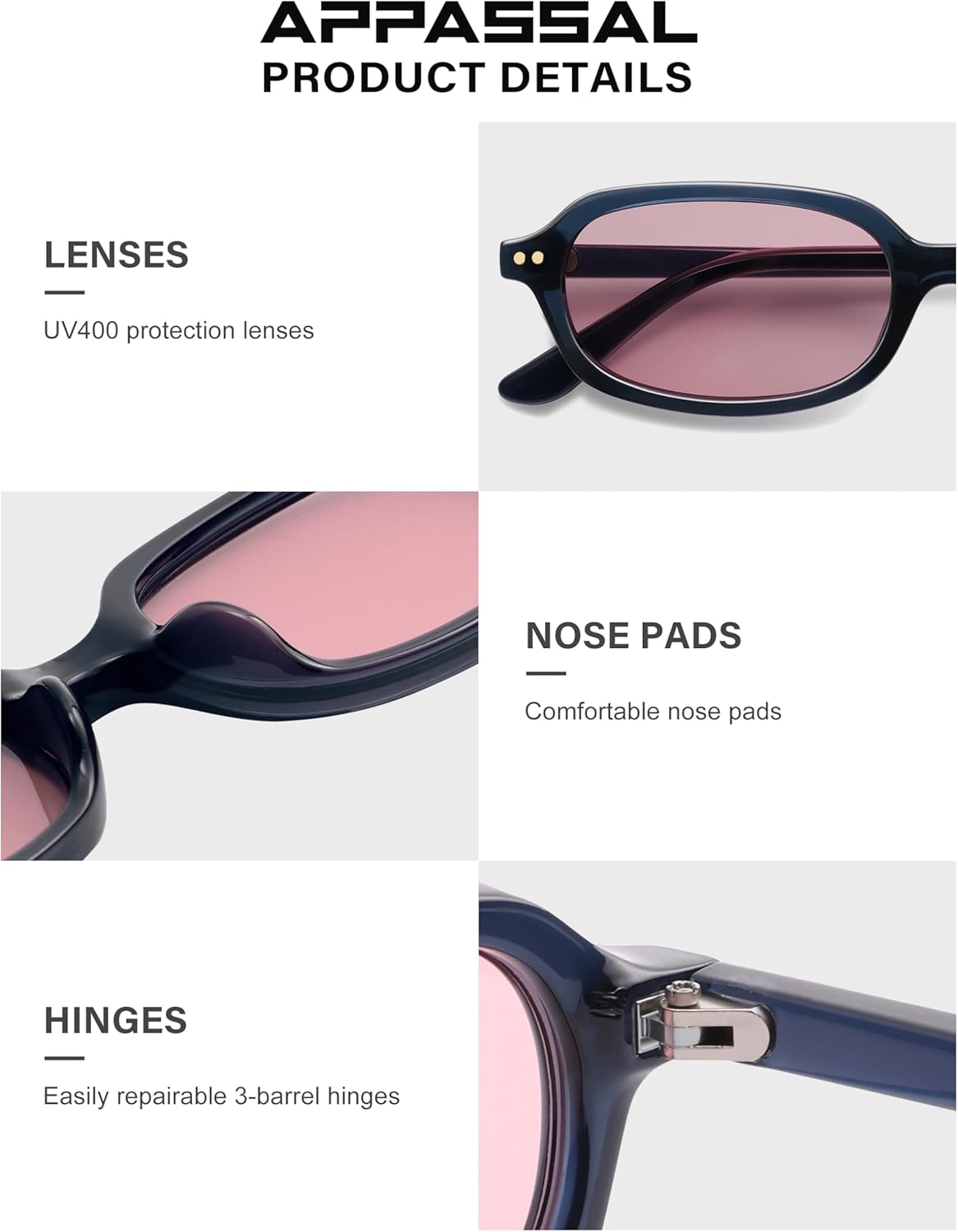 Retro Rectangle Sunglasses for Women Men Trendy Small Narrow Square Sunnies AP3729 - Image 4