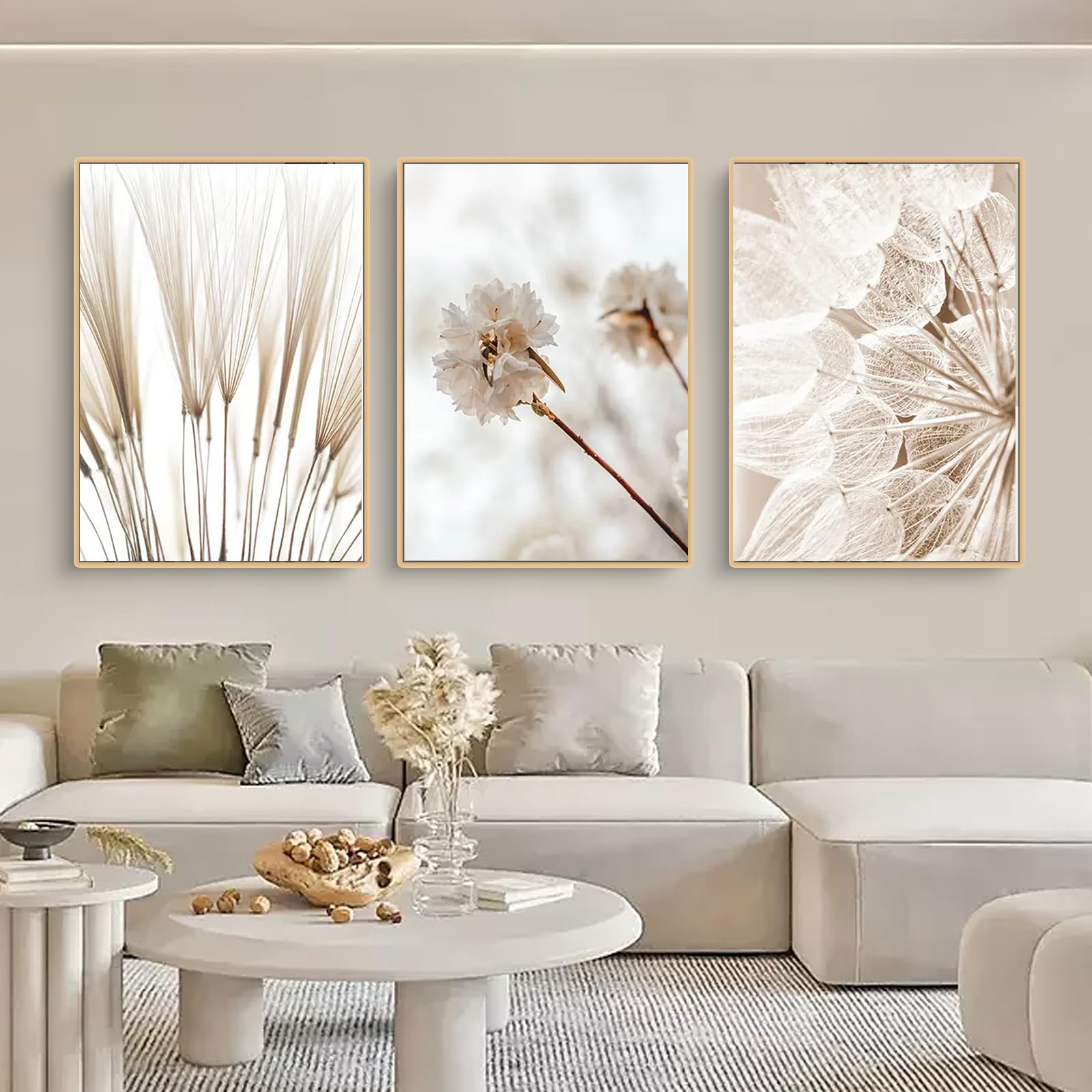 Trayosin 3-teiliges Poster Set,Moderne Boho Pampasgras Bilder Wohnzimmer Deko Schlafzimmer Wandbilder Beige Kunst Bild ohne Rahmen Kunstdruck Leinwandbild (D,30x40cm)