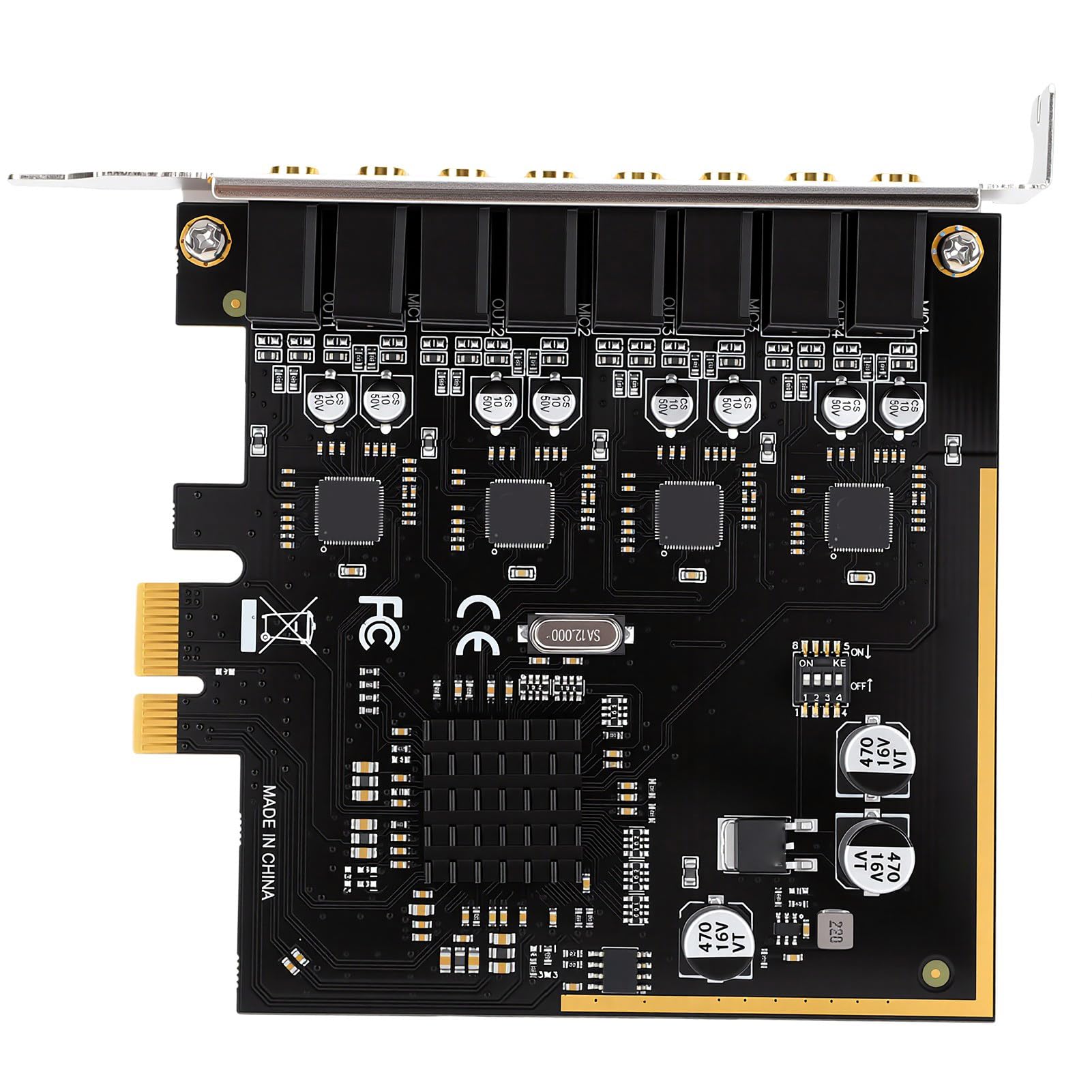 GOWENIC Tarjeta de Sonido PCIe de 4 Canales, HD, Reducción de Ruido por IA