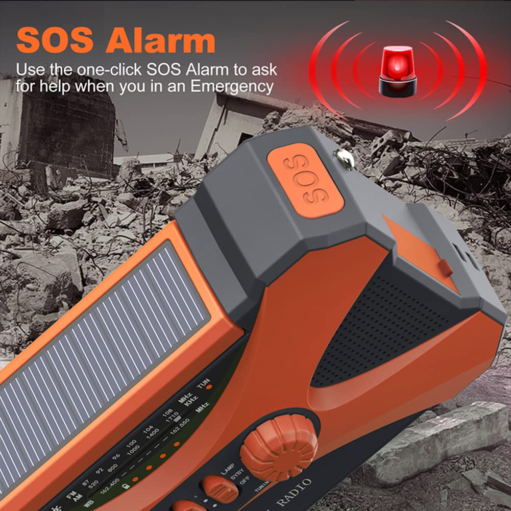 Portable Emergency Radio, 10000 mAh Dual StoperPaker Practical Crank Radio AM/FM/NOAA con caricabatterie SOS SOS per all'aperto