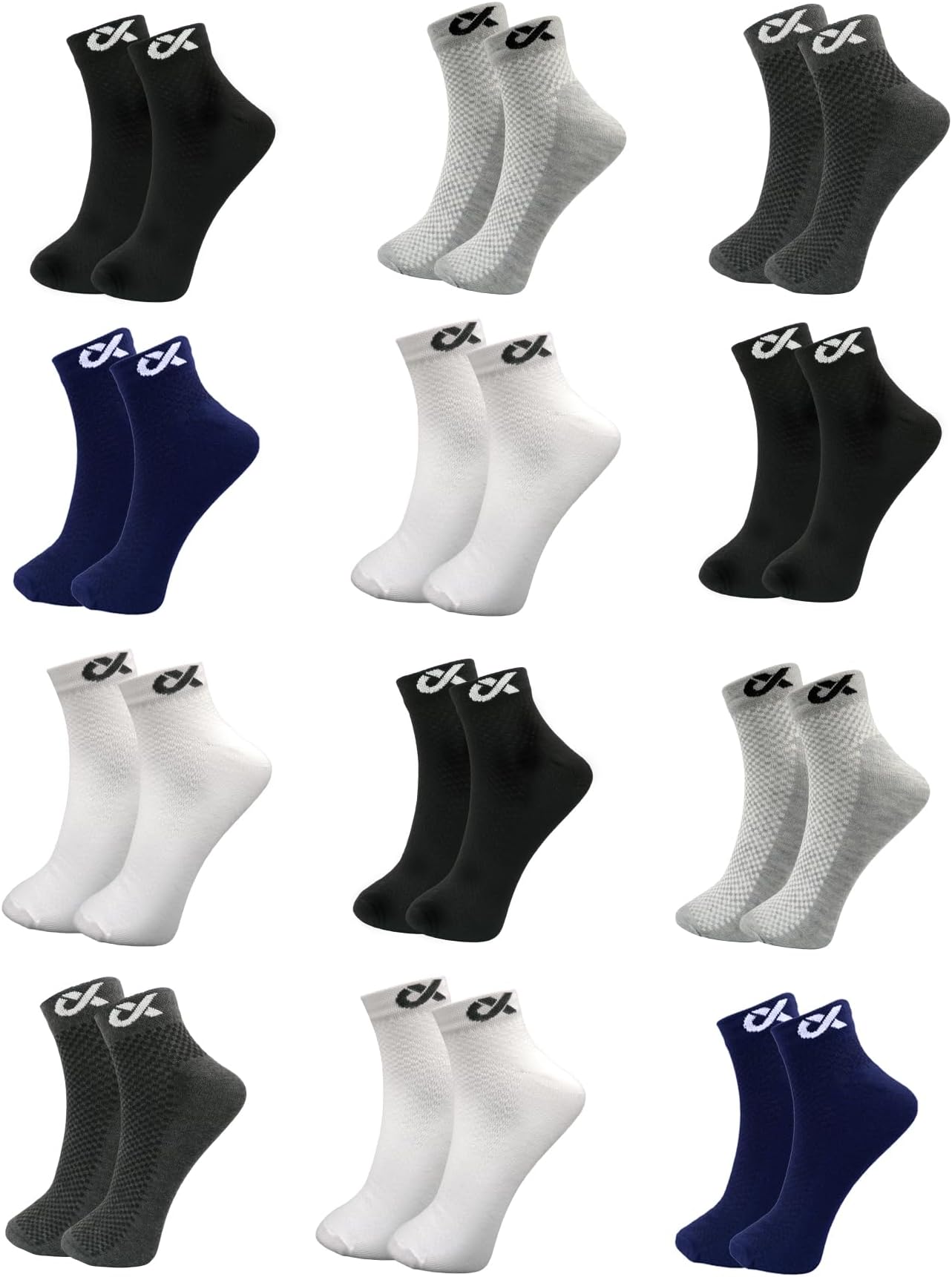 CUBA/LYON 12 Pairs Ankle Length Cotton Socks Men & Women for Sports Unisex Multicolor Socks Ideal for Gym, Casual Wear & Running Odor Free, Pack of 12