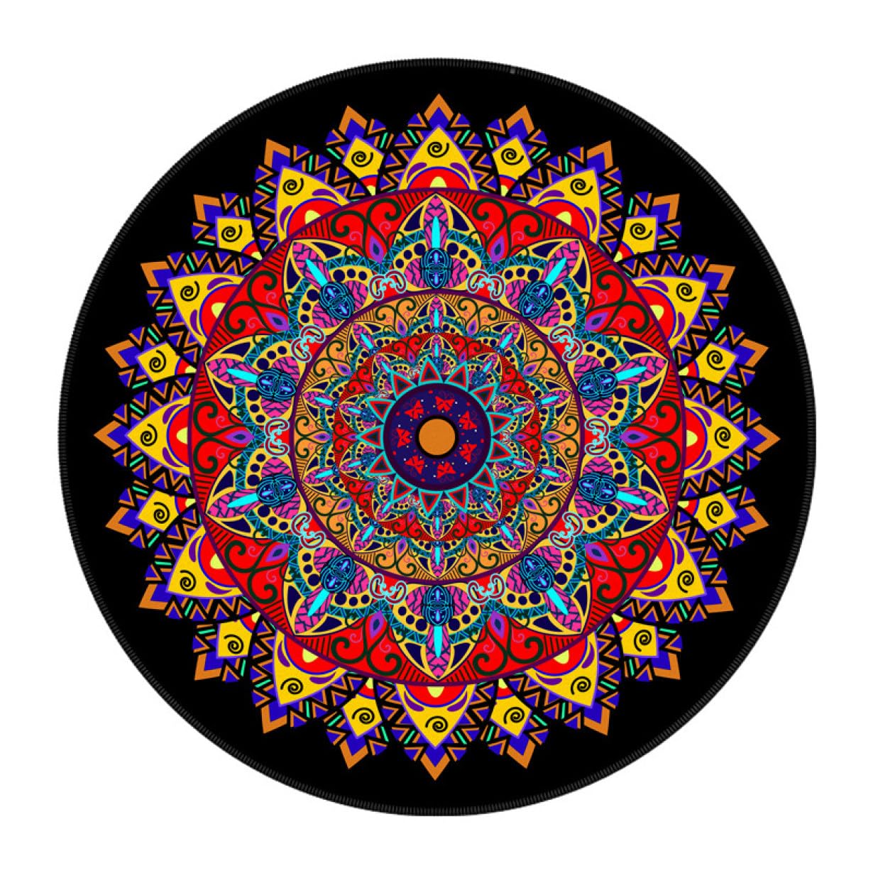 オリエンタルデザイン 円形ラグ 赤 円形 ラグ200