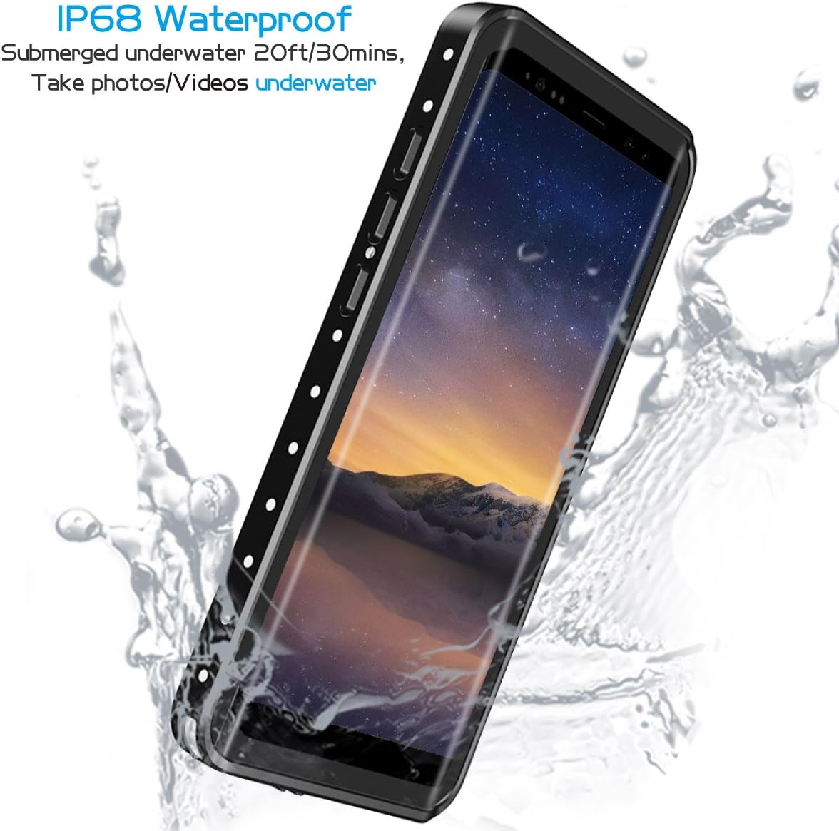 lanwow Samsung Galaxy Note 8 Waterproof Case, Support Wireless Charging Note 8 Waterproof Case Built-in Screen Protector Rugged Shockproof Waterproof Case for Note 8- Classic Black