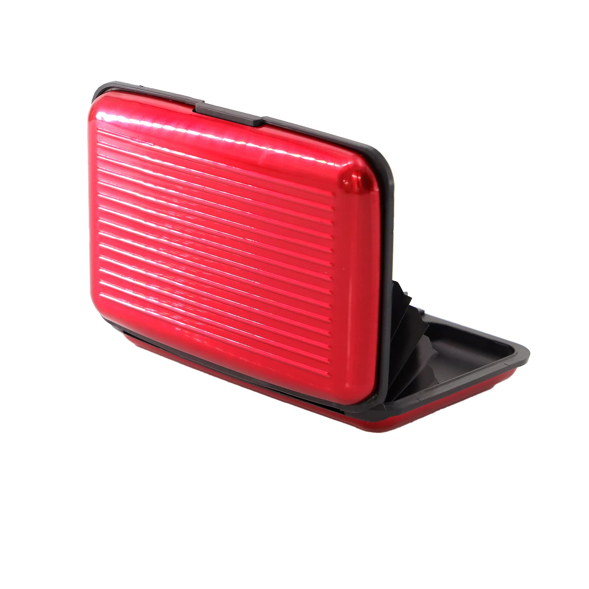 D.A.Y. RepublicRFID Blocking Credit Card Holder, Card Protector, Aluminium, Business Card Case for Women or Men, Metal ID Organiser Wallet with 6 Slots, Compact and Convenient, Travel Wallet (Red)