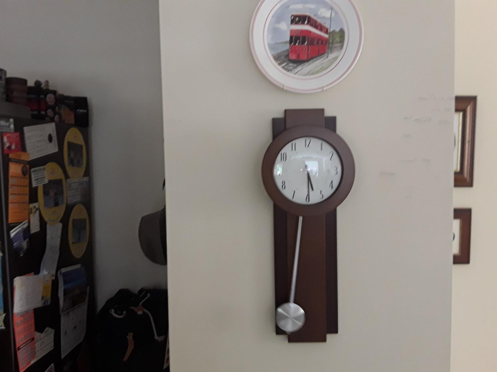 Bulova C3383 Avent Pendulum Deco Wall Clock, 18", Walnut/Mahogany Wall