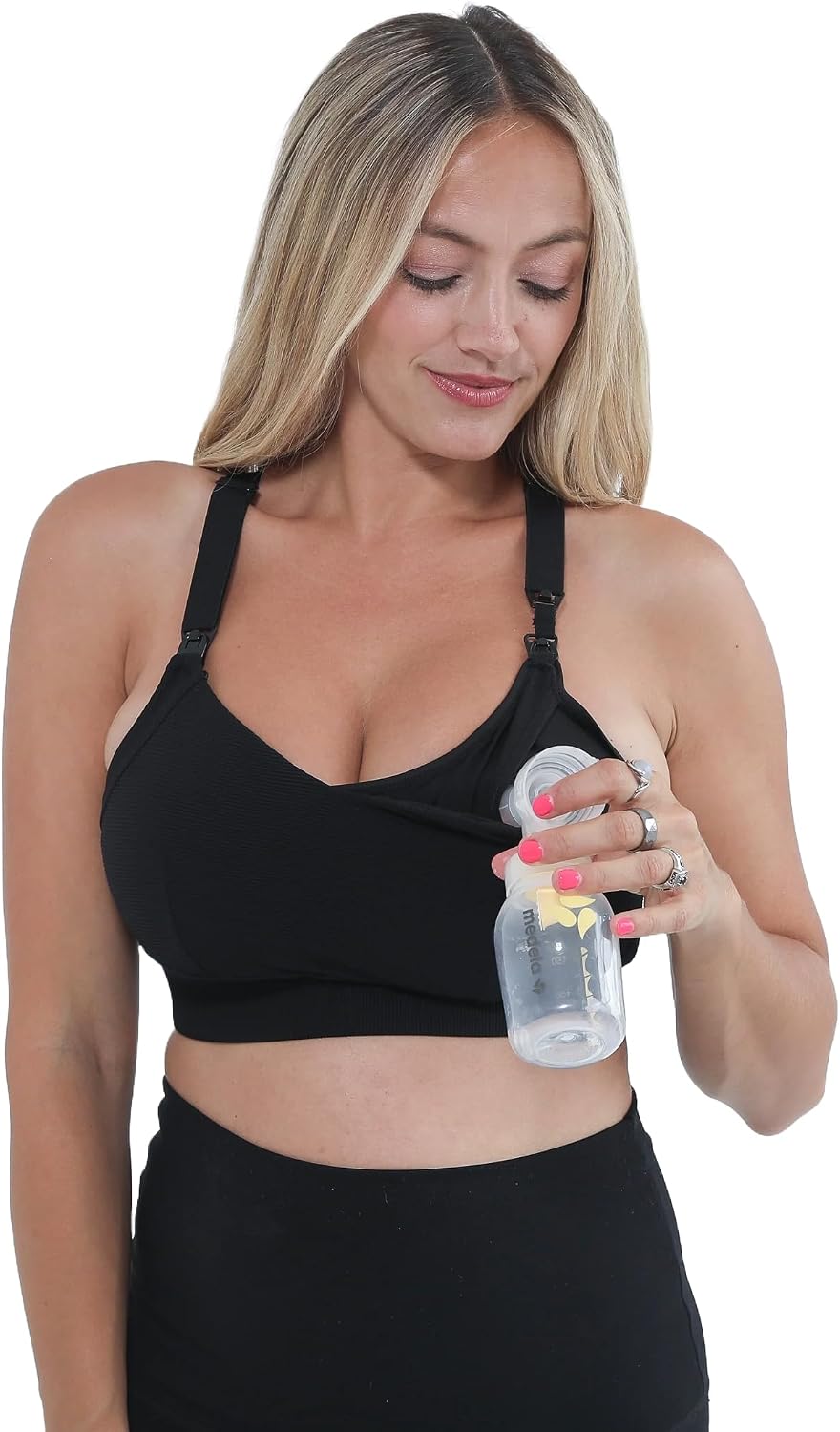 Sweat and Milk Maeve Run Times Sewn in Cups Nursing & Pumping Sports Bra, Easy One-Handed Nursing, Adjustable Shoulder Straps