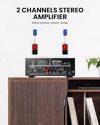 Miniatura 6 de Moukey Amplificador de audio para el hogar, receptores estéreo de 2.0 canales con Bluetooth 5.3, control remoto de función completa, FM, RCA, USB, 2