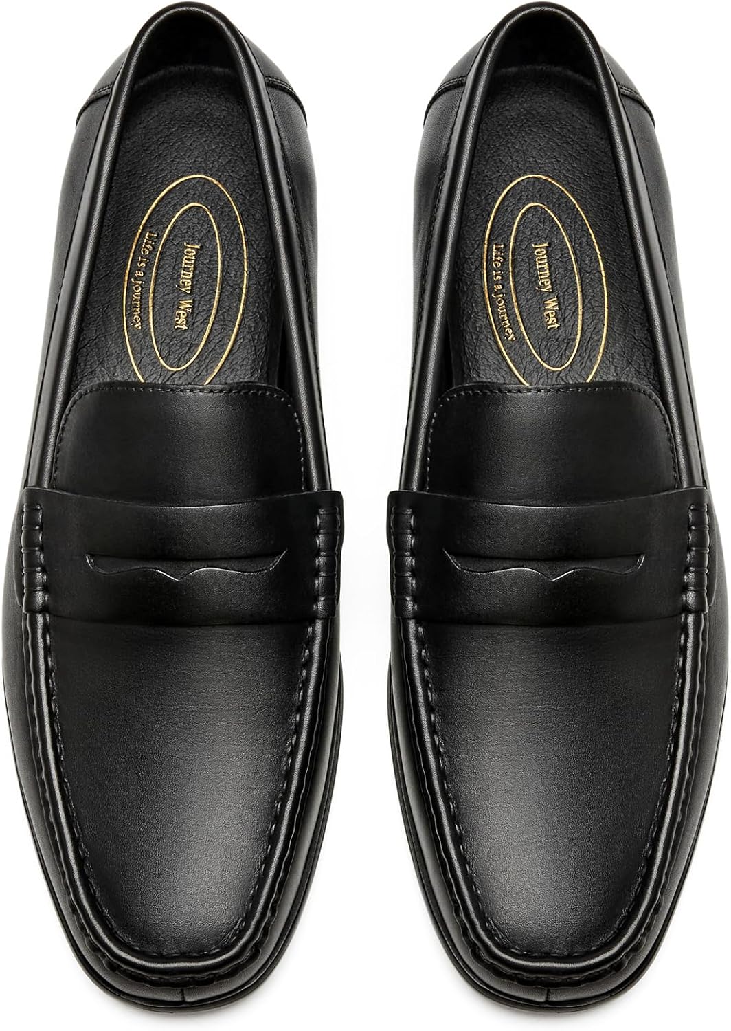 Journey West Mens Genuine Leather Dress Shoes Slip on Penny Loafers for Men - Image 3