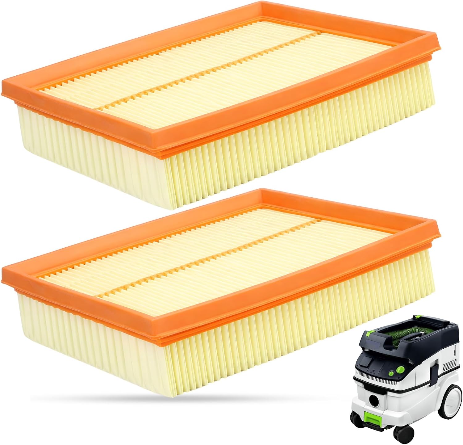 496170 Main Filter Element 2 Pack Compatible with Festool CT 26, CT 36, CT 48 Dust Extractor Vacuum – Replacement Cartridge Filter