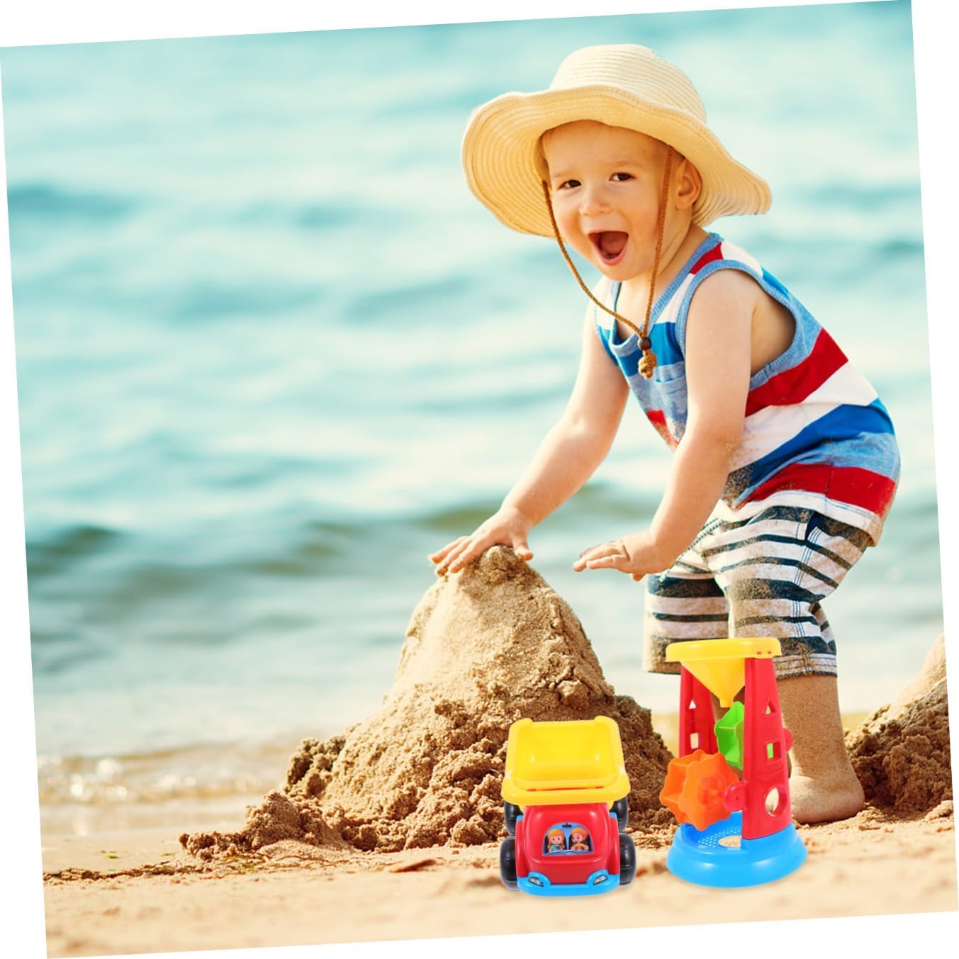 Uonlytech Outdoor Sand Pit Educational Beach Tools for Teamwork and Recognition and Secure Sand Scooping Kit for Creative Play and Learning at Seaside Festivals