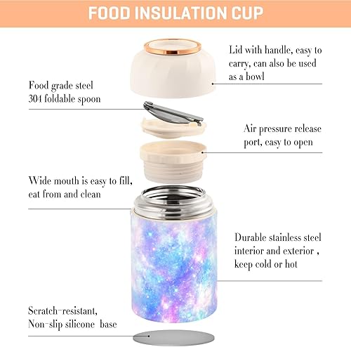 Miniatura 4 de Magical Galaxy Star Kids Womens Lunch Insulated Jar with Spoon 17oz500ml Keep Warm Food Containers Stainless Steel Vacuum Keep Warm Thermal Food for