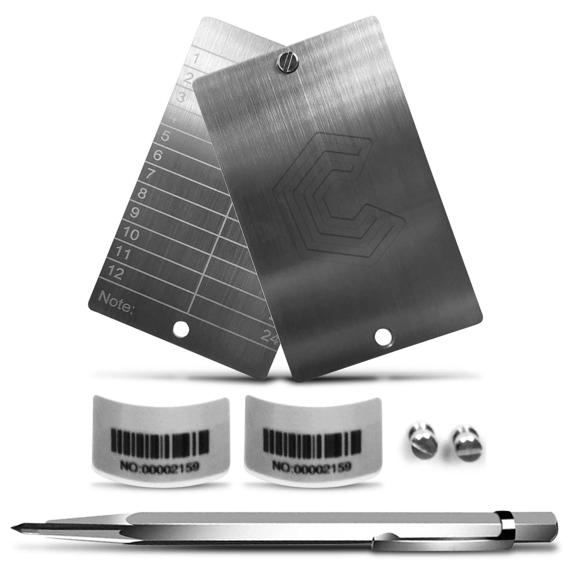 Seed Phrase Storage Tablet Nano S X Trezor Cold Storage - Fire & Water Resistant Metal Steel Plate - Engraving Pen Included
