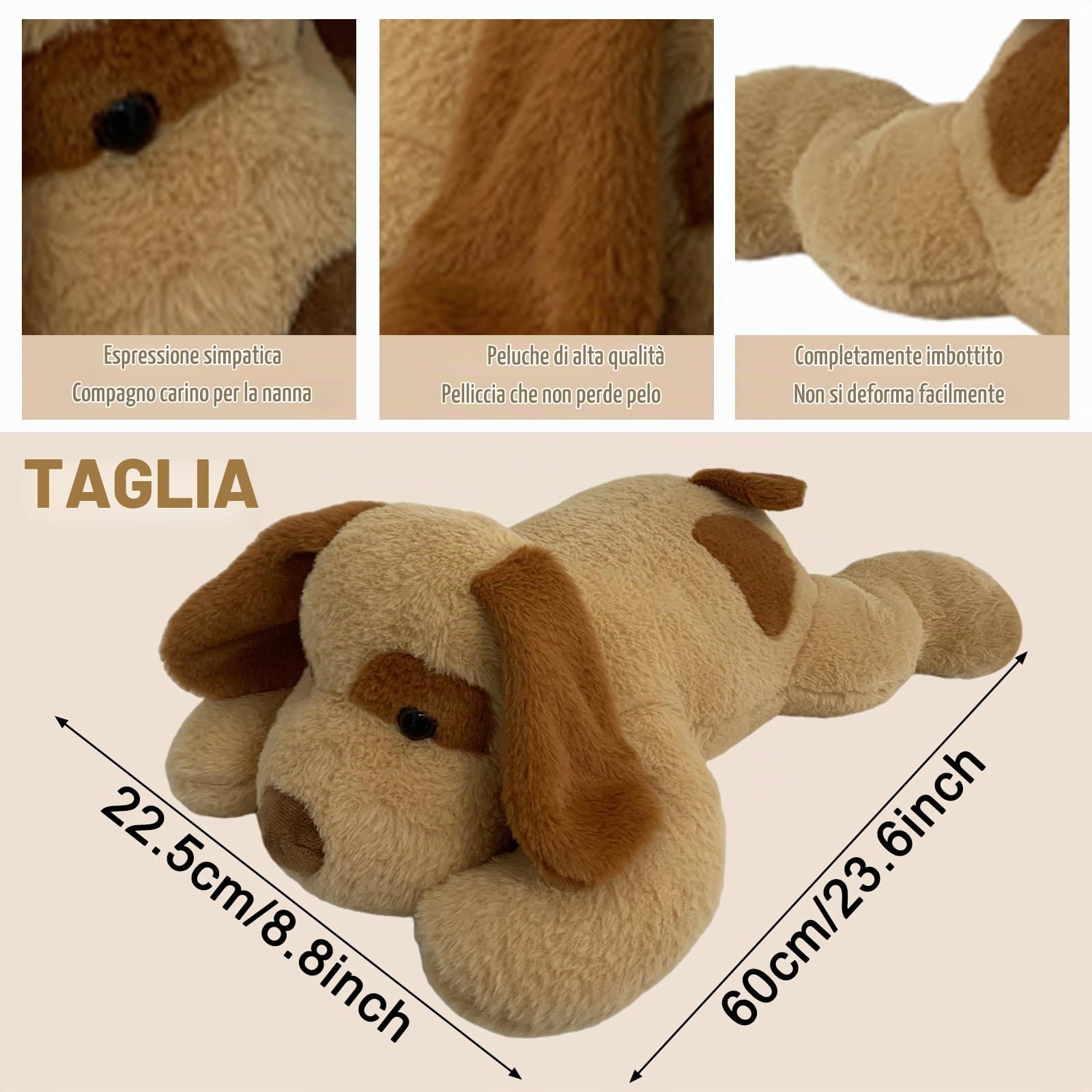 MeHoo 3.3LB Appesantito Peluche, 60cm Animali di Peluche Appesantiti | Giocattoli Sensoriali per L'autismo Bambola di Peluche Ansia Carina Regalo di Compleanno e Hoilday, Cane