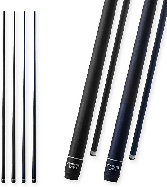 Empire USA Set of 4 57" Fiberglass Graphite Composite Billiard Pool Cue Sticks (2 Black &2 Blue, Weight from 19oz, 20oz)