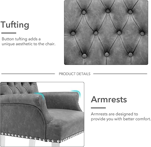 Miniatura 87 de LOULENS Lujosas sillas de comedor de terciopelo, modernas sillas de comedor tapizadas copetudas, reposabrazos con patas de acero inoxidable para