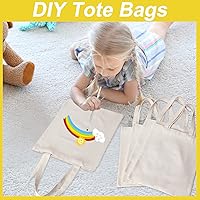 Vista 2 de Pinkunn 100 bolsas de lona a granel – Bolsas de algodón natural con asas de poliéster liso para manualidades