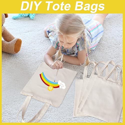 Miniatura 3 de Pinkunn 100 bolsas de lona a granel Bolsas de algodón natural con asas de poliéster liso para manualidades