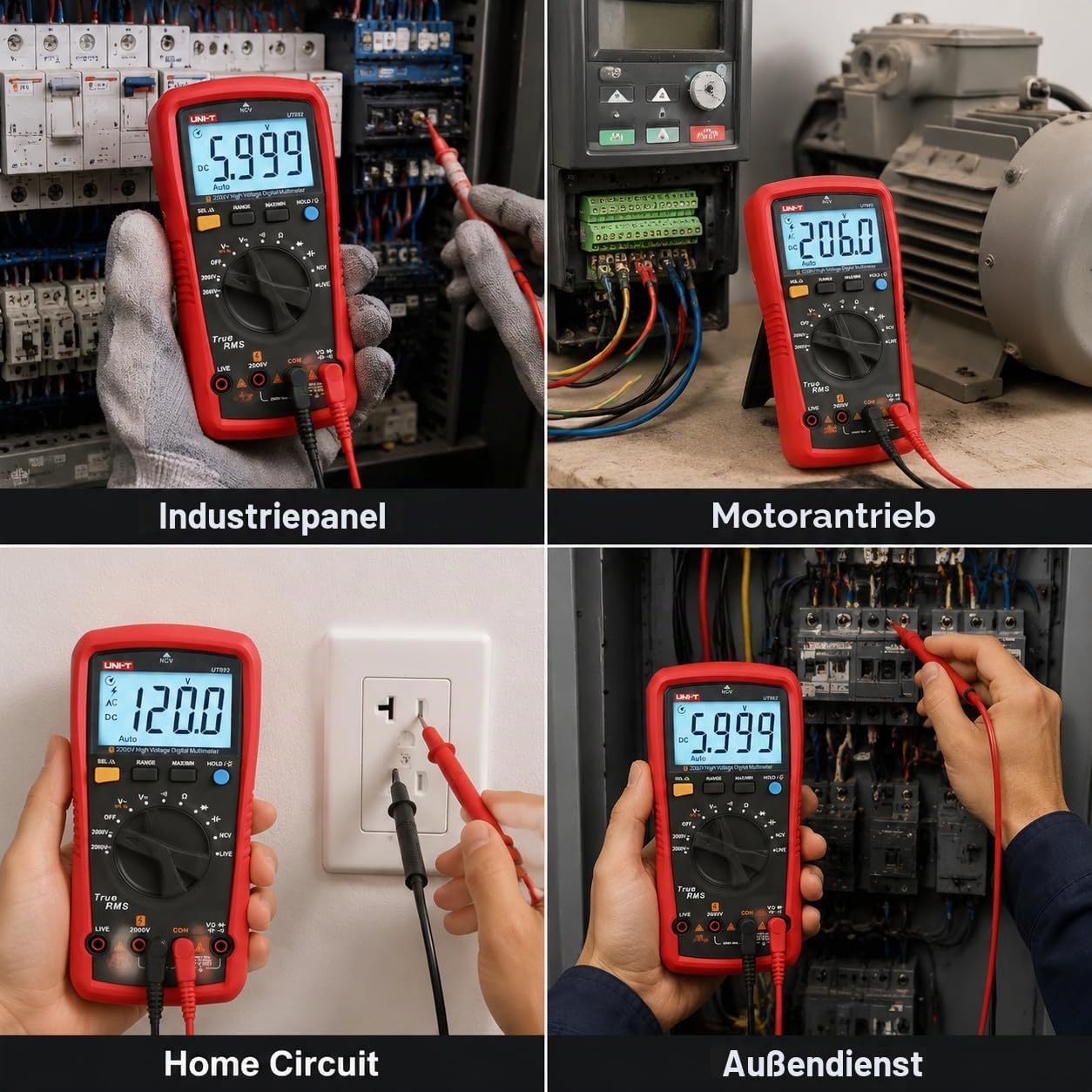 UNI-T UT892 Hochspannungsmultimeter AC/DC mit integriertem VFC Modus NCV 6000 RMS 2000V