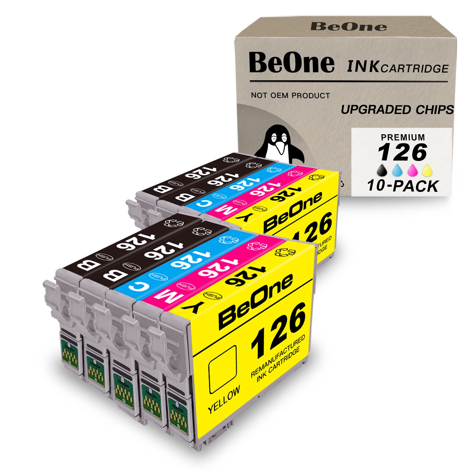 Remanufactured Ink Cartridge Replacement for Epson 126 T126 to Use with Workforce WF-3520 WF-3530 WF-3540 WF-7010 WF-7510 WF-7520, 60 435 520 545 630 633 635 645 840 845 (4BK 2C 2M 2Y) 10-Pack