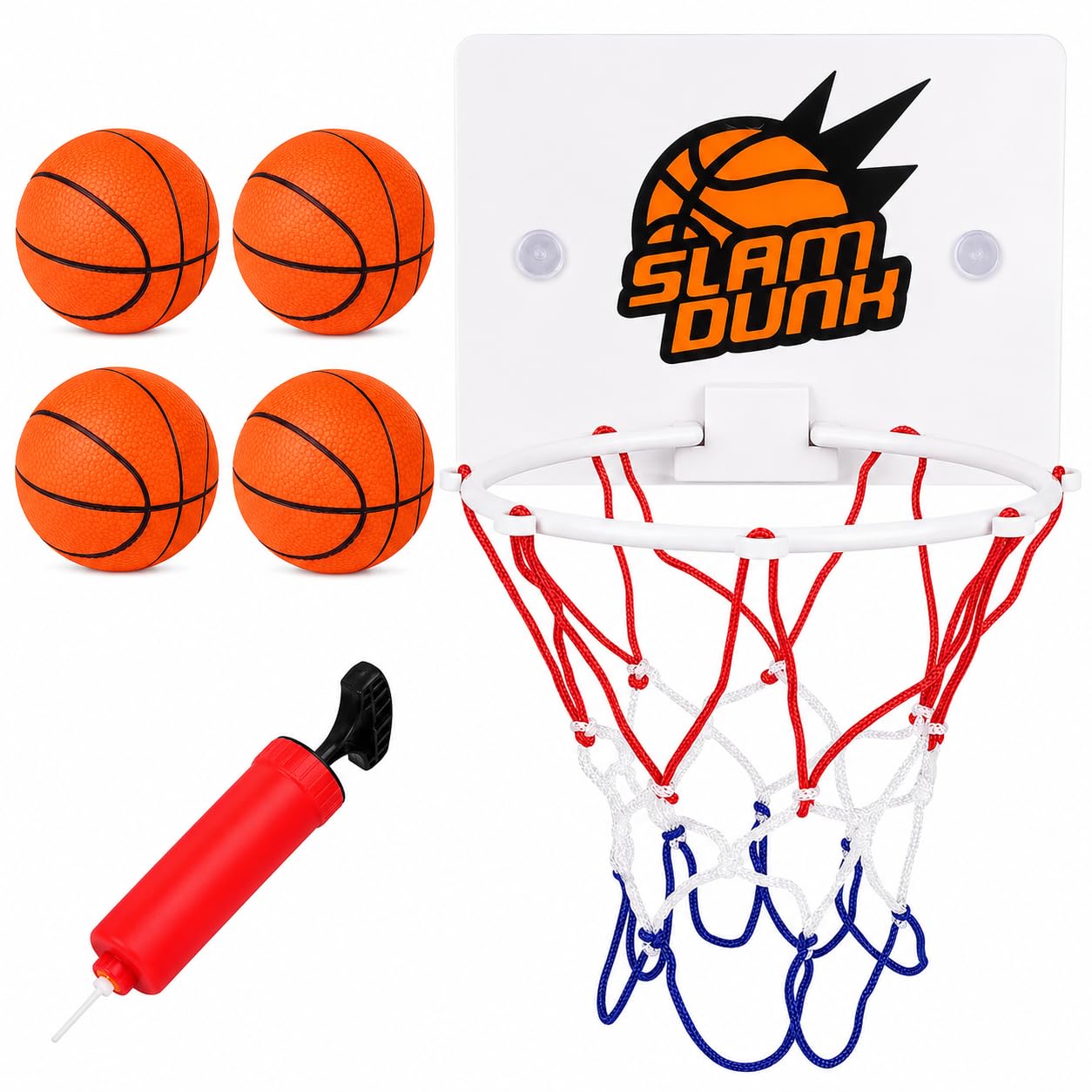6pcs Mini Basketball Hoop, Indoor Basketball Hoop, Indoor Sports Set with Portable Basketball Hoop, Pump and Four Balls, Compact Basketball Game For Home and Office Use