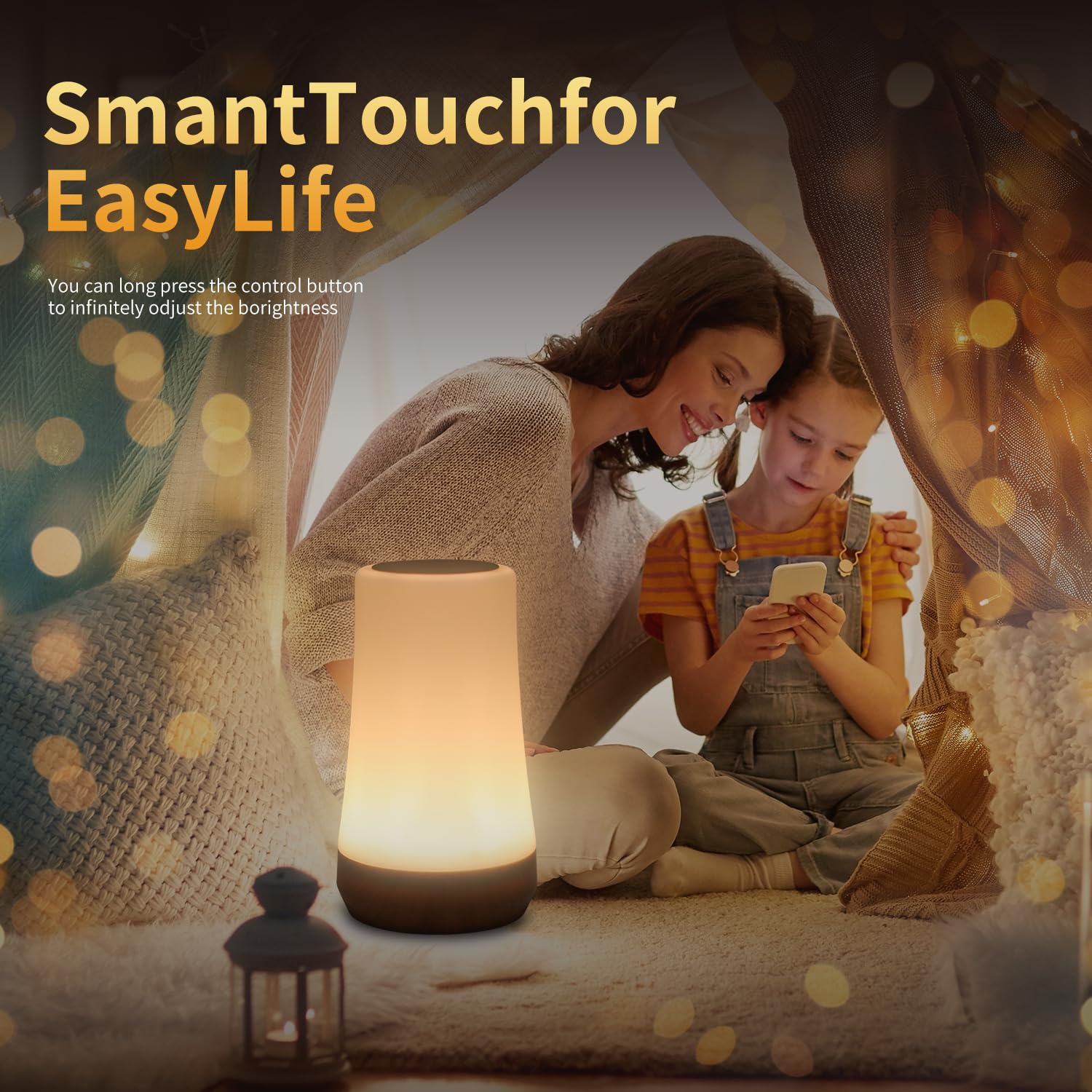 OORUN Touch-Nachttischlampe, 13 RGB-Farben und 5 Helligkeiten, über USB wiederaufladbare Schreibtischlampe, Fernbedienung, dimmbares Licht mit RGB-Farbwechsel, tragbare Lampe für Babys (F9)