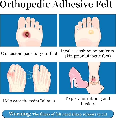 Miniatura 5 de Pllieay Rollos de fieltro con respaldo adhesivo, rollo de fieltro ortopédico de 14 pulgadas de grosor de 6 pulgadas x 1.1 yardas, mezcla de rayón de