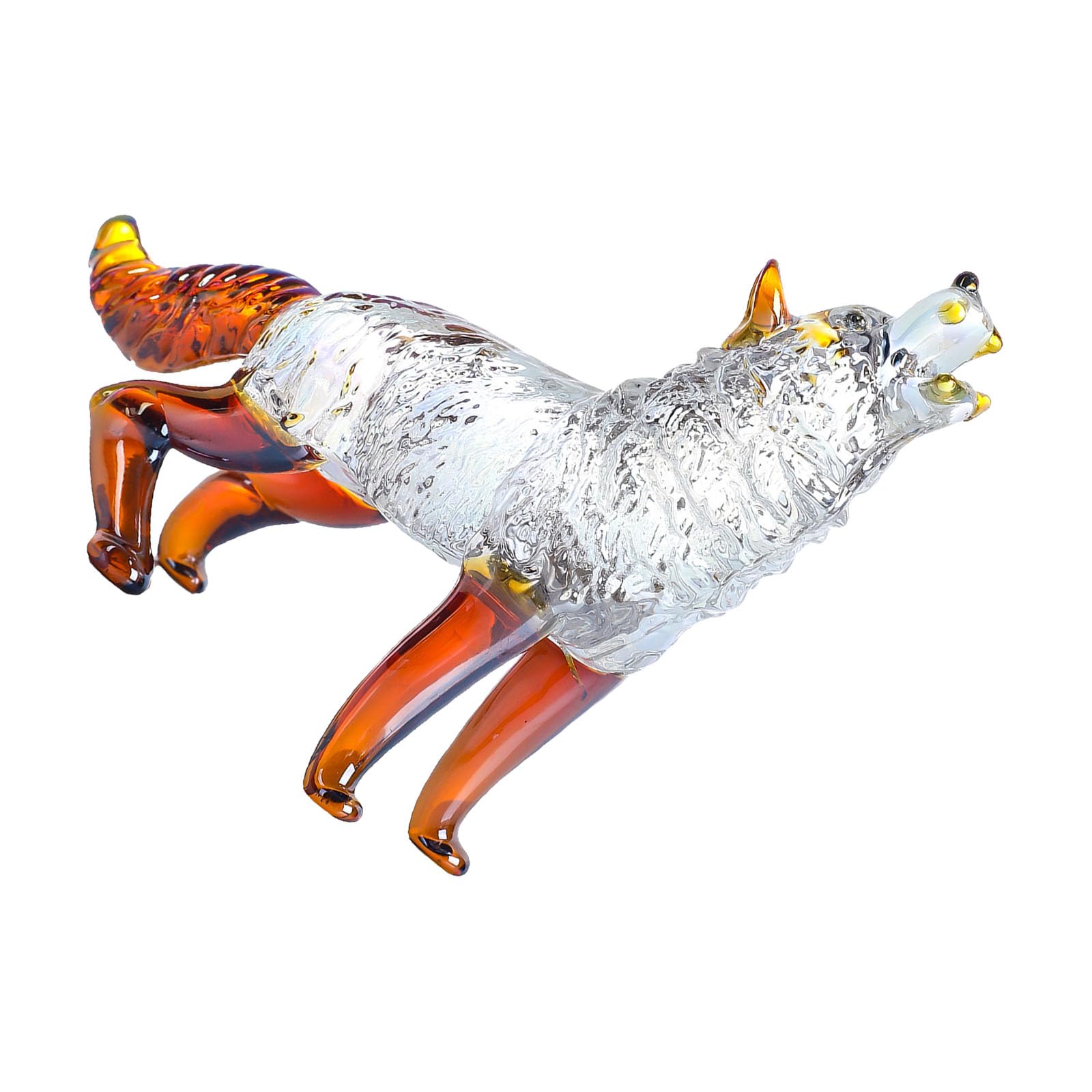Qaonsciug Hand Blown Crystals Glass Wolf Figurine Howlings Wolf Statue Animal Sculpture For Home Decoration
