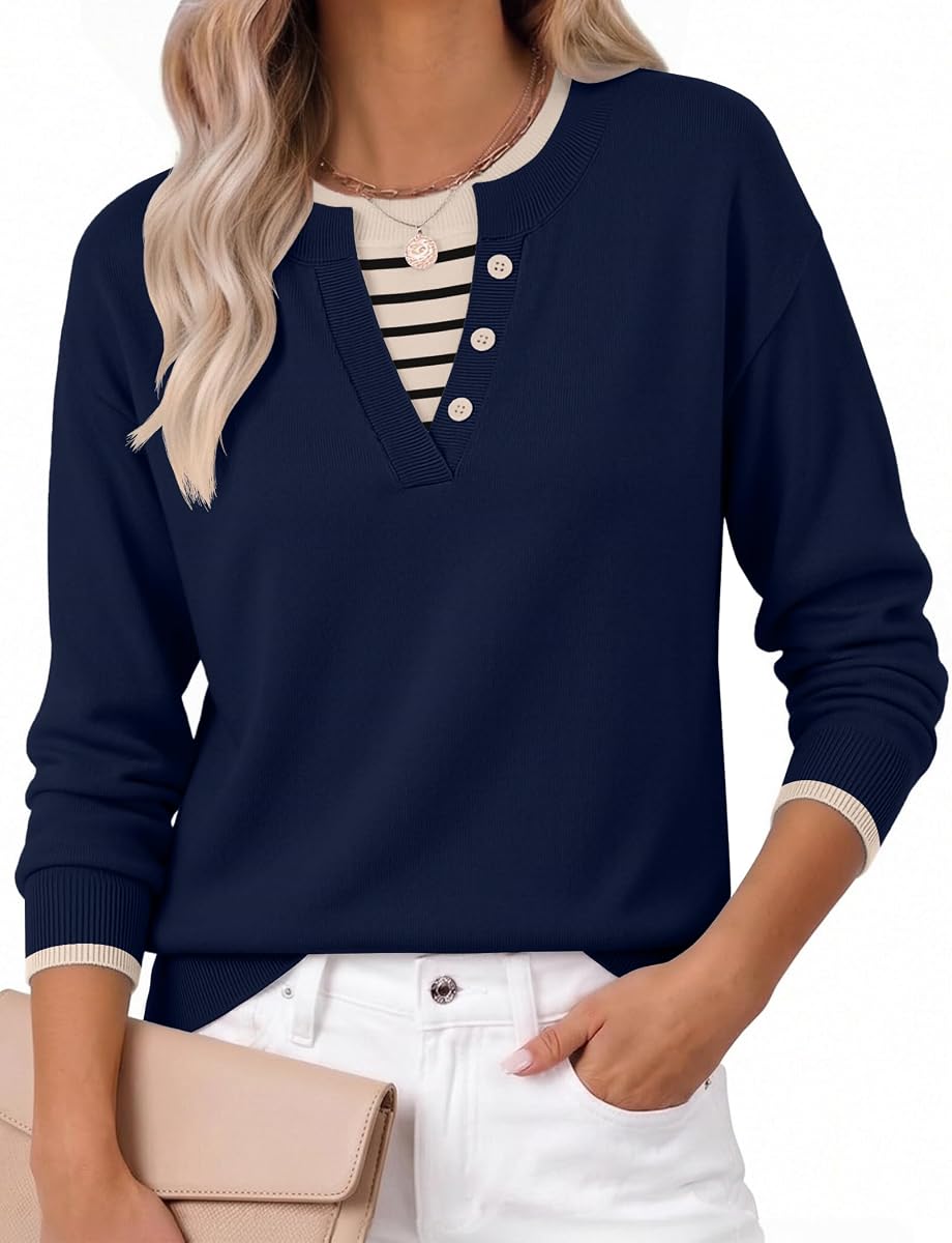 Women's Sweaters Long Sleeve Crew Neck Pullover Tops Dressy Outfits