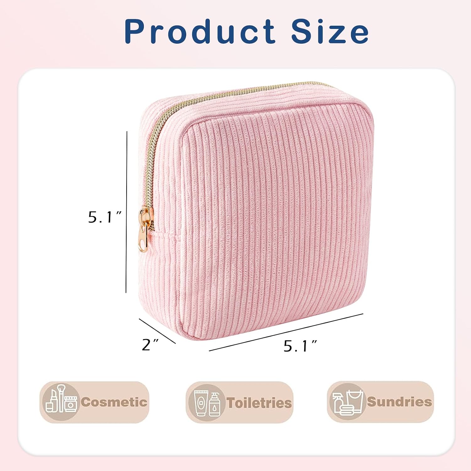 RSRSLEII Cute Mini Corduroy Zipper Makeup Bag for Purse, Small Coquette Aesthetic Pouch for Women Girls, Key Pocket Lipstick Bag Card Holder Data Cable Organizer with Slip-in Pocket(11Pink) image 3