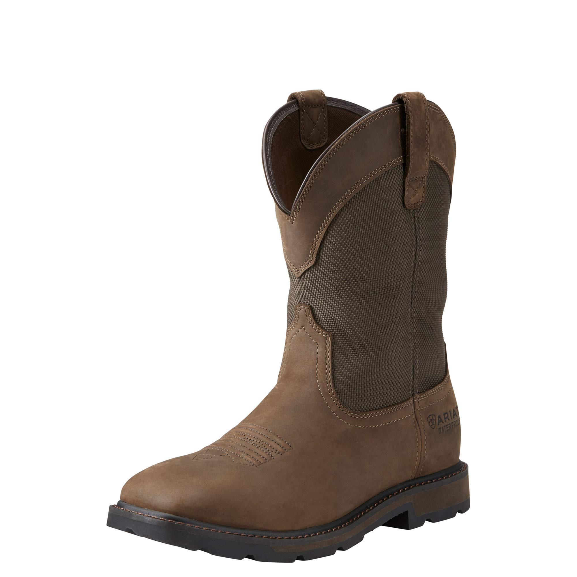 ARIAT BMVY9 Mens Groundbreaker Wide Square Toe Waterproof Work Boot Palm Brown/Ballistic Brown 9.5 Wide
