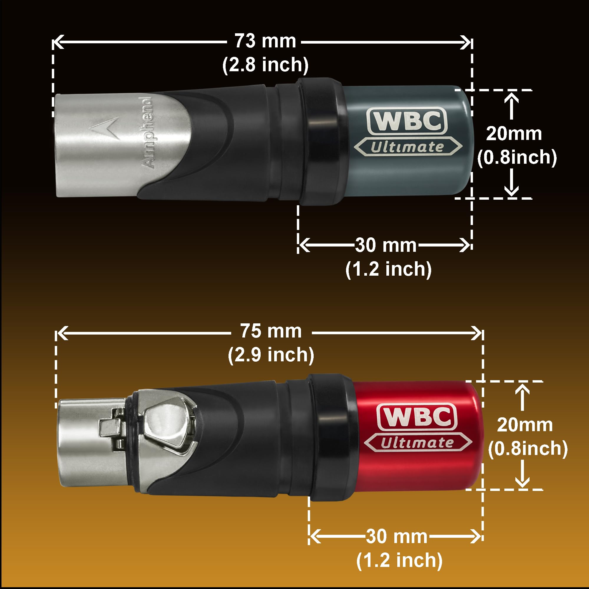WORLDS BEST CABLES 20 pies Ultimate – 18 AWG – OFC ultra puro – Capacitancia ultra baja (8.5 pF/pie) – Par de cables XLR audiófilos premium con conectores XLR de Amphenol personalizados chapados en