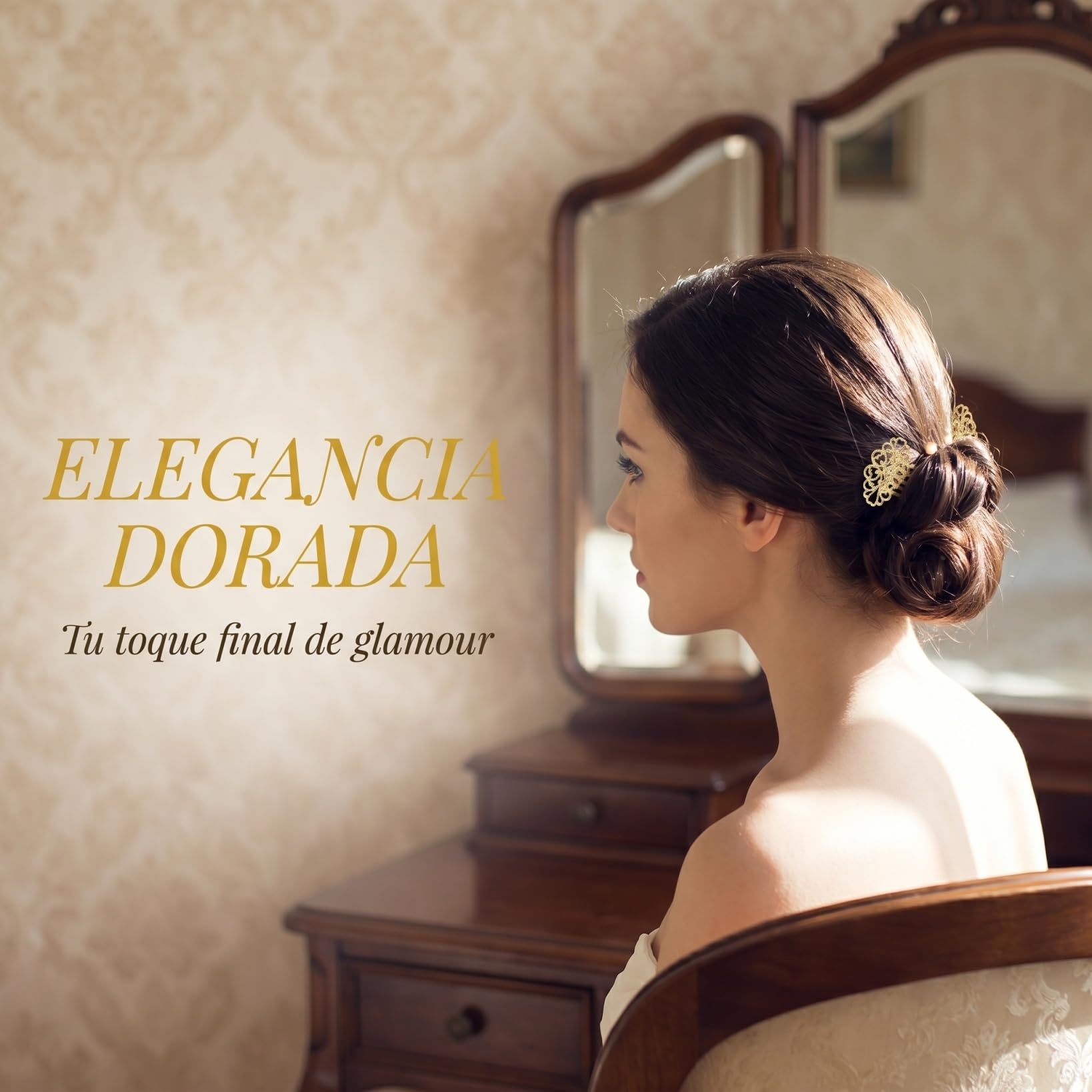 POPETPOP Pack de 10 Peinetas para el Pelo, Horquillas de Metal de 5 Dientes para Moño Bajo y Recogidos, Adornos con Tocado Dorado para Novia o Tocado Boda Invitada