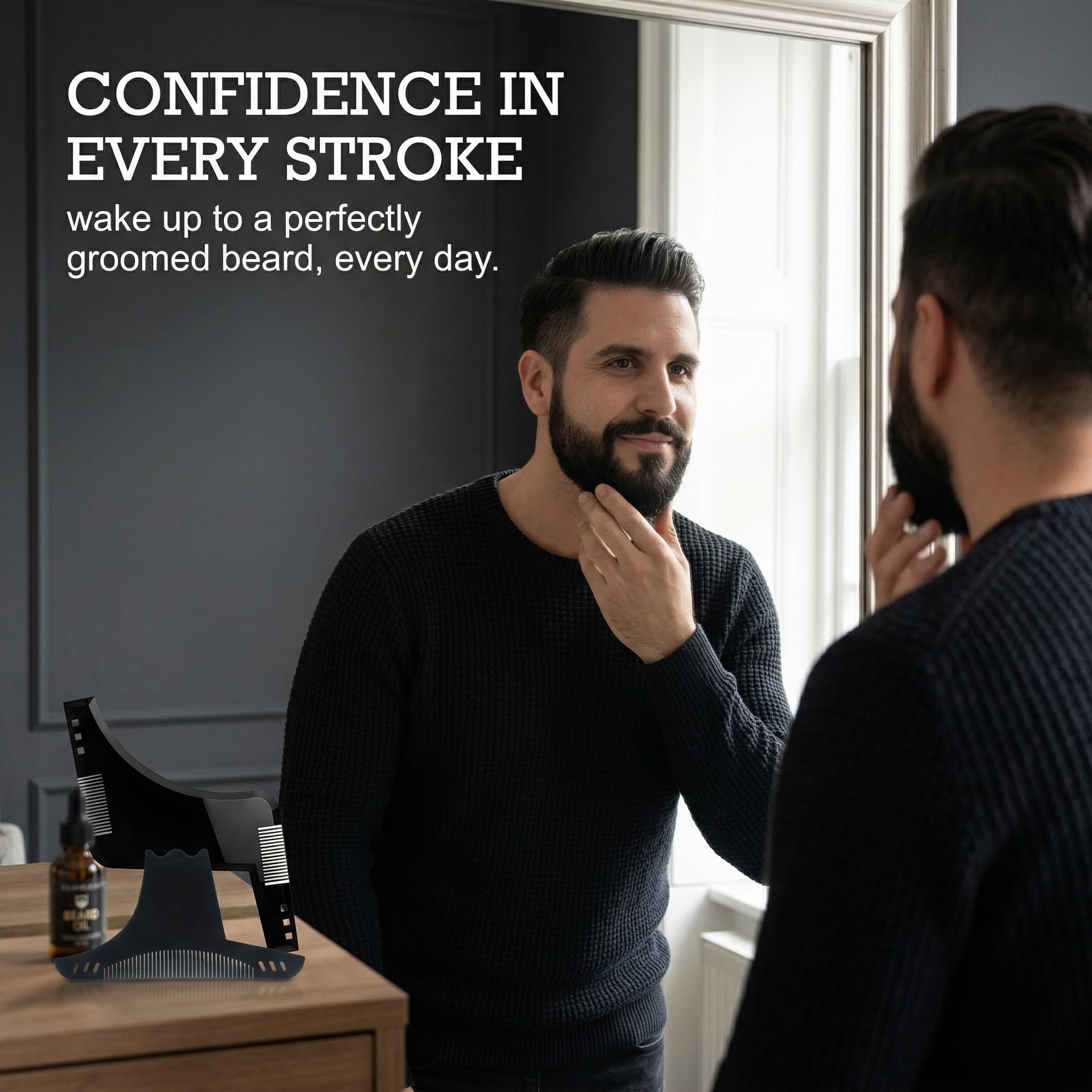 2 Pezzi Stencil Pettine per Barba, Pettine Stencil Barba, Signori pizzetto Collo Sagome per Barba Styling Tool Pettine per Barba Uomo per allineare e rifinire Gli Uomini rasatura della Barba