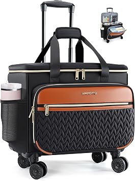 Rolling Teacher Bag with 4-Wheels 360 Spinner, Hardside Large
