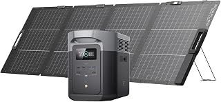 DELTA 2 Max EcoFlow Solar Generator Capacity 2048Wh LFP Battery Portable Station and Solar Panel 220W Up to 3100W AC Output Charge 0-100% in 81 min Outdoor, Camping, Motorhomes, Balconies