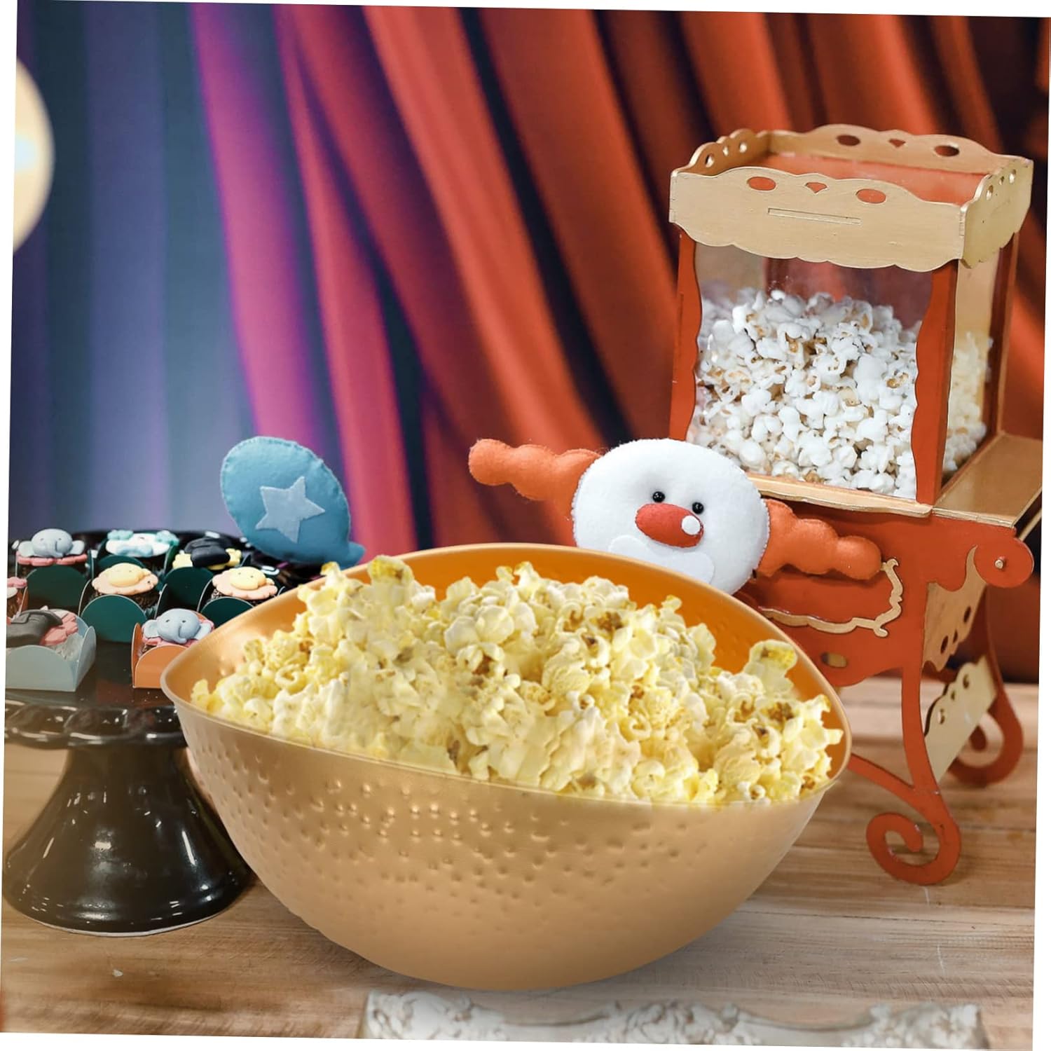 Mobestech 2pcs Decorative Popcorn Bucket for Parties Vintage Gold Snack Container for Home Kitchen Festivals and Boys and Girls Birthdays Easy to Store