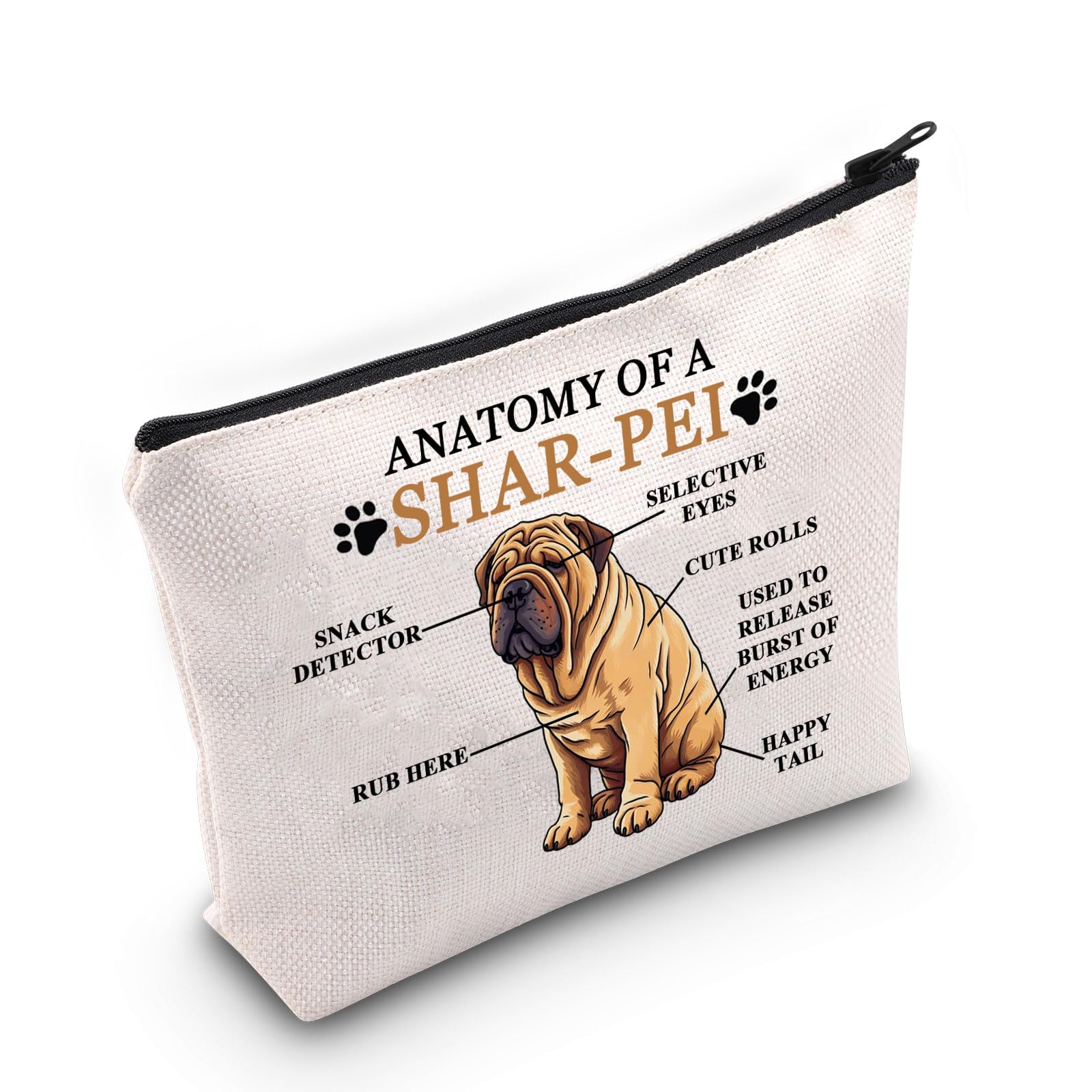 PWHAOOShar Pei Puppy Lover Gift Anatomy Of A Shar-Pei Makeup Bag Shar Pei Owner Cosmetic Bag Shar Pei Mom Gift Dog Lover Dog Mom Gift, Shar-Pei M