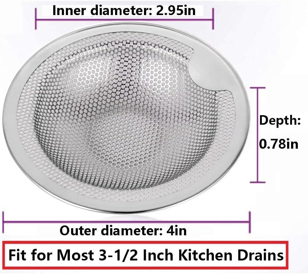 Qtimal 2 Pack Kitchen Sink Strainer Basket Catcher with Upgrade Handle, Anti-Clogging Stainless Steel Drain Filter Strainer for Most 3-1/2 Inch Kitchen Drains, Rust Free and Dishwasher Safe
