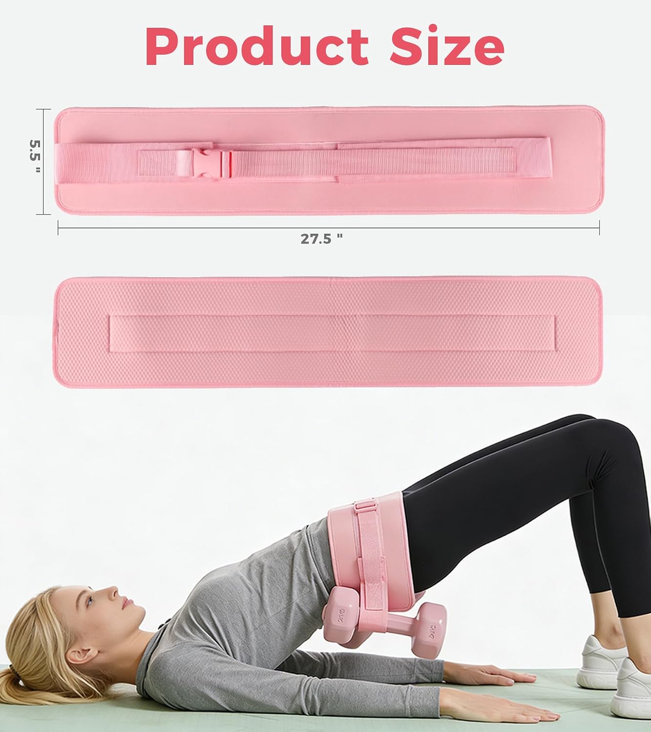 Hip Thrust Belt for Dumbbells, Kettlebells & Plates, Adjustable Booty Belt with Slip-Resistant Padding, Comfortable Glute Bridge Weight Belt for Home & Gym Workouts