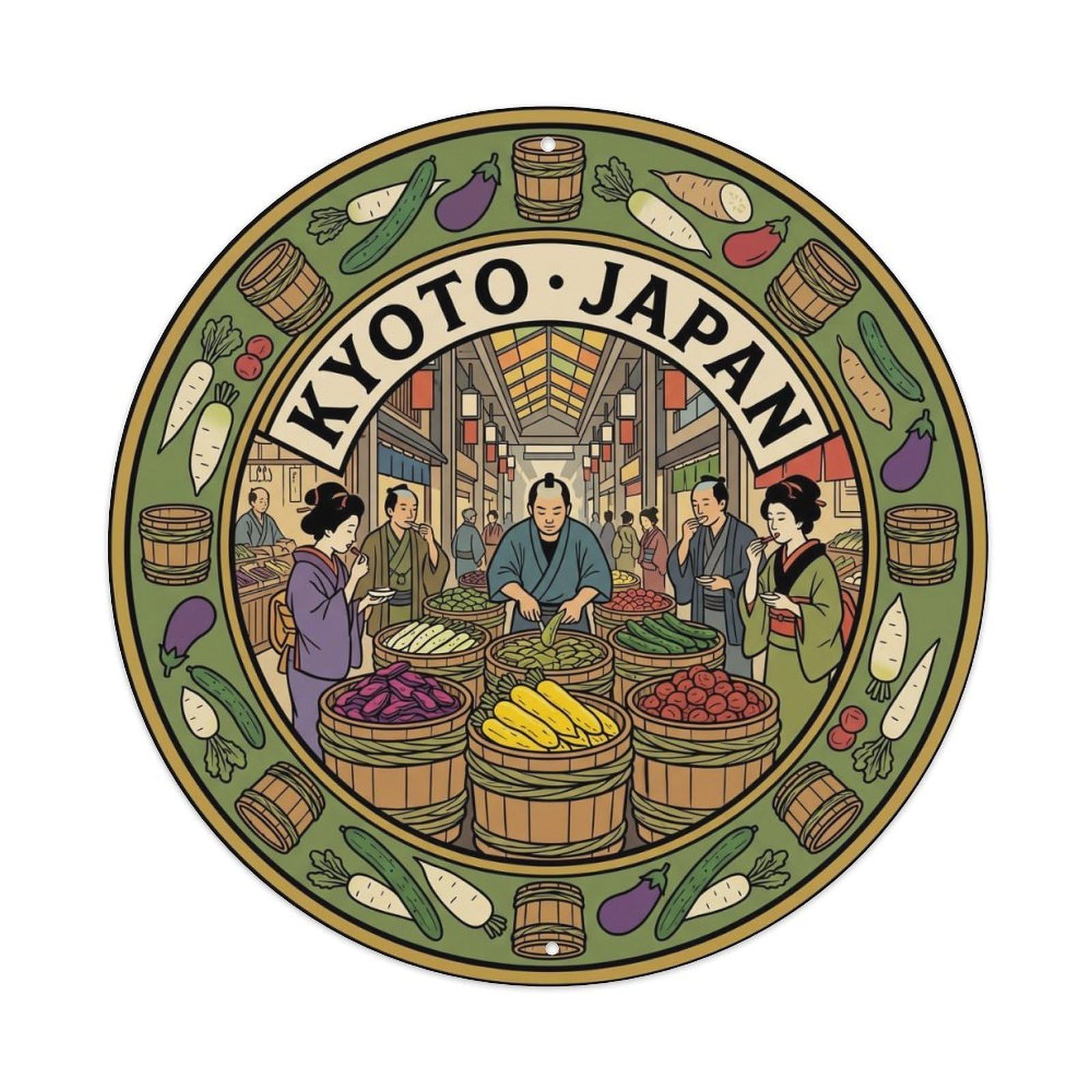 Kyoto Nishiki Tsukemono Pickle Market Moss Regional Metal Tin Sign