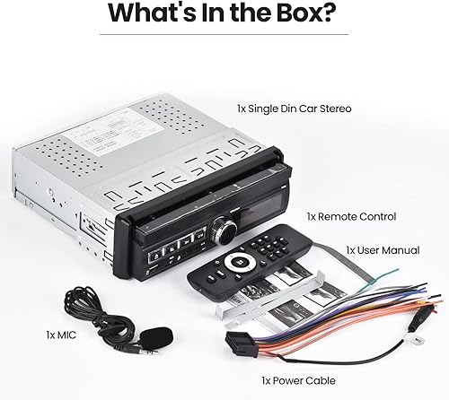 Miniatura 7 de Estéreo de auto DIN para Apple Carplay y Android Auto 1 DIN 7 pulgadas con pantalla táctil abatible para auto con Bluetooth y micrófono