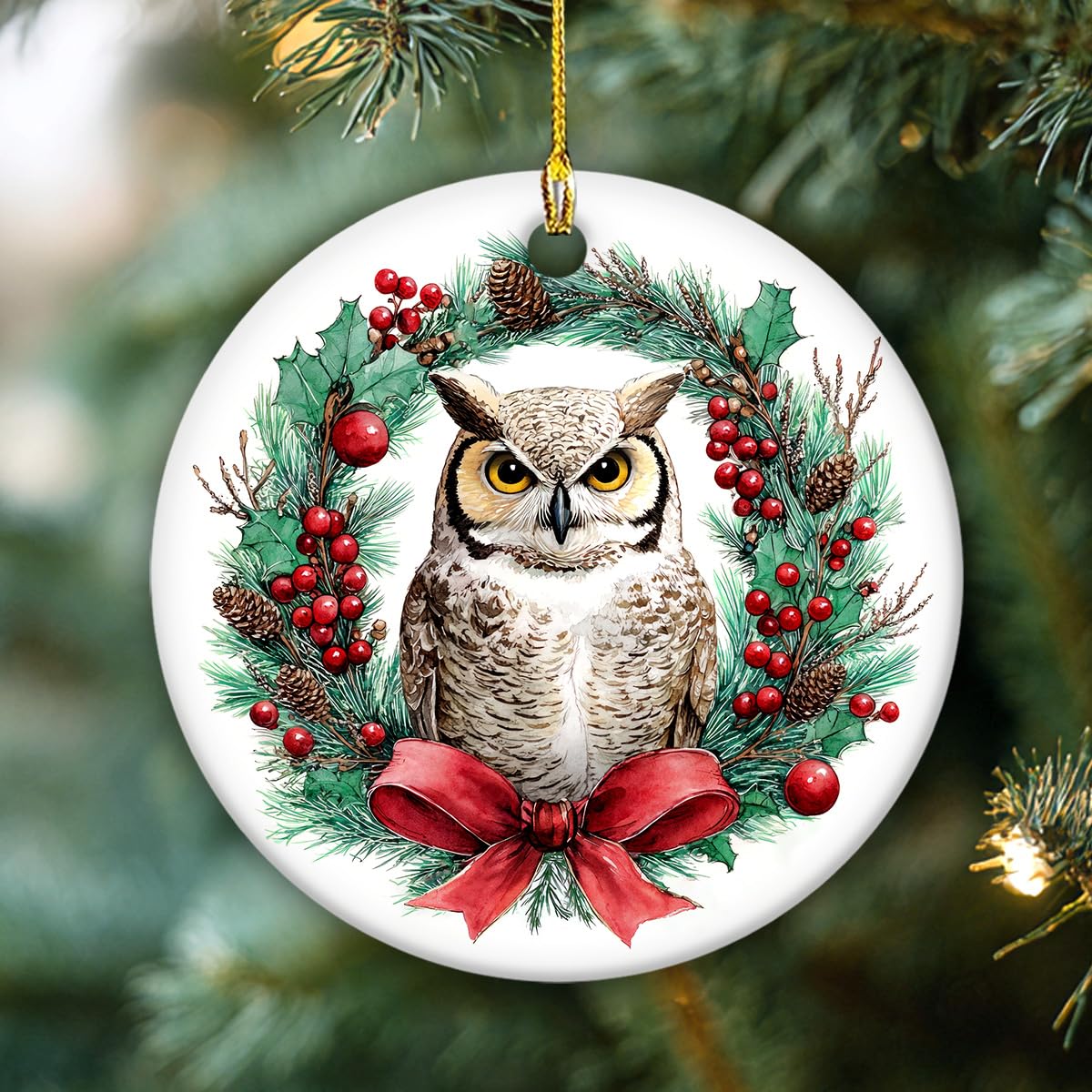 Condition photo showing Brand New for Owl Christmas Ornaments 2025, Owl Gifts for Women, for Animal Lovers Women Men, Ceramic Bird Ornaments for Christmas Tree Decorations, Gift for Friend Coworker Neighbor