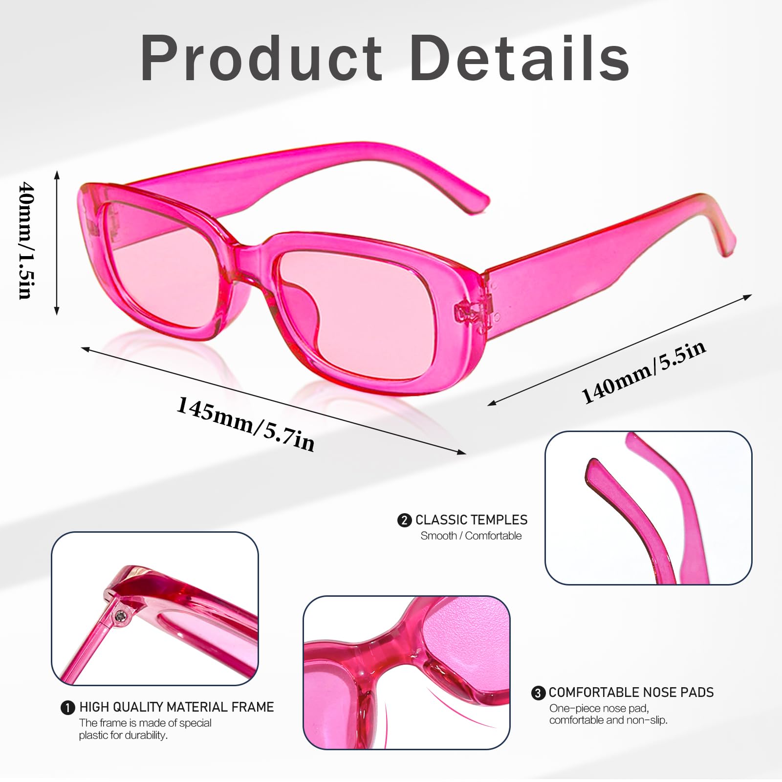 Amazon.com: Matcheck 8 Pack Retro Rectangle Sunglasses for  display picture 2