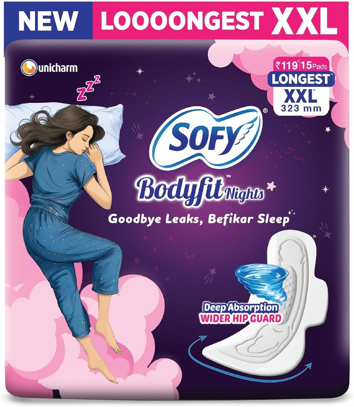 Cool Super Value Pack Sanitary Pads, XL, 54 Count