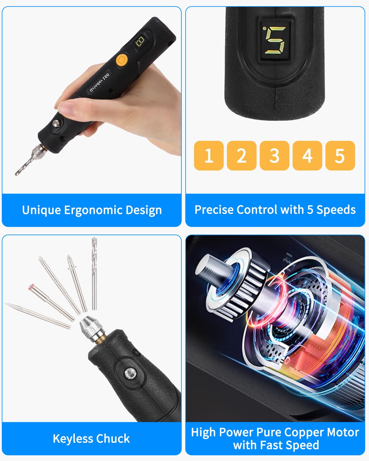 Trapano Elettrico Mini Multifunzione Con 111 Accessori - Kit Utensile Rotante 5 Velocità Per Fai Da Te - Foto 14