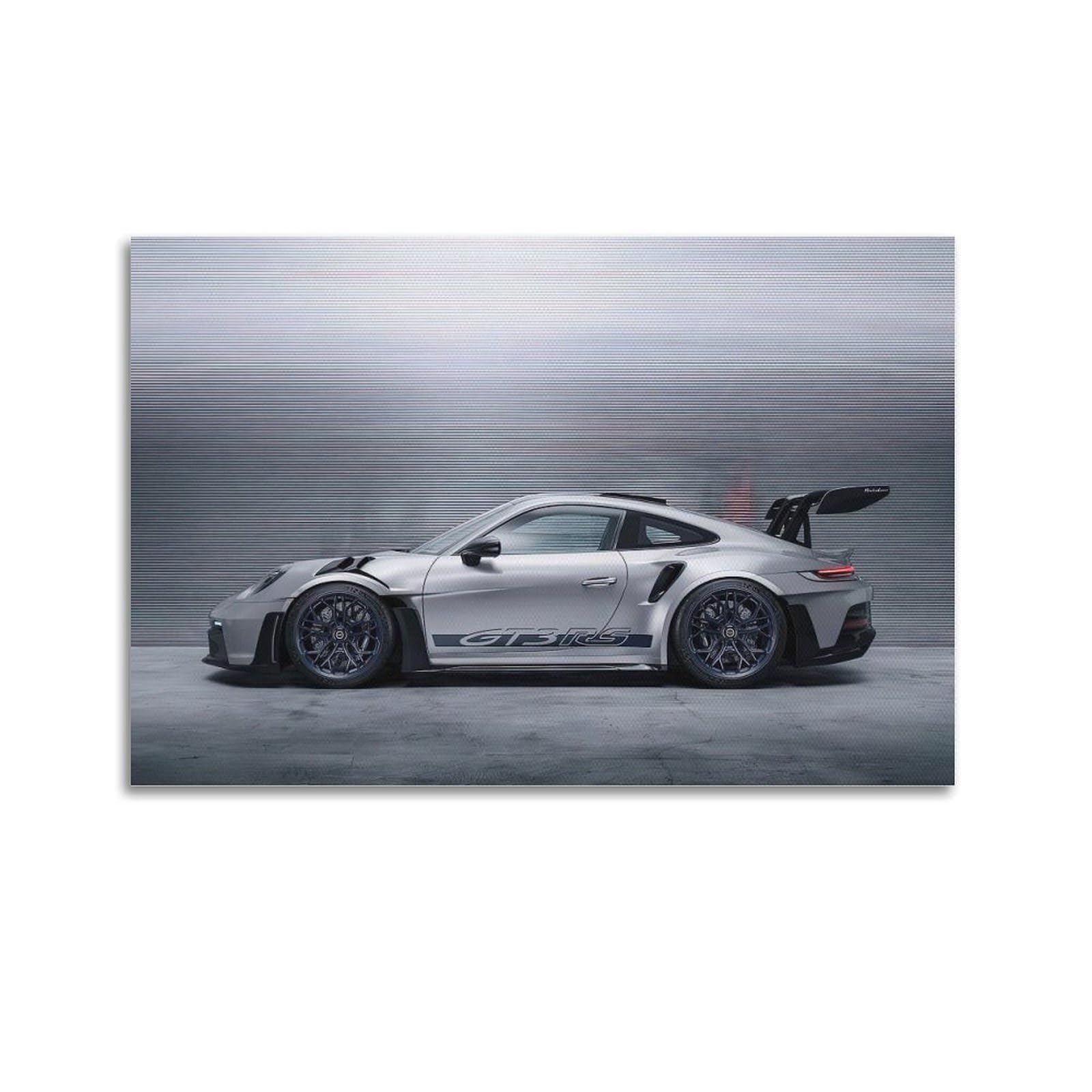 OKAHYS 911 GT3 RS Sports Car Silver Color Racing Car Decorative Painting Canvas Wall Artworks Picture 20x30inch(50x75cm)