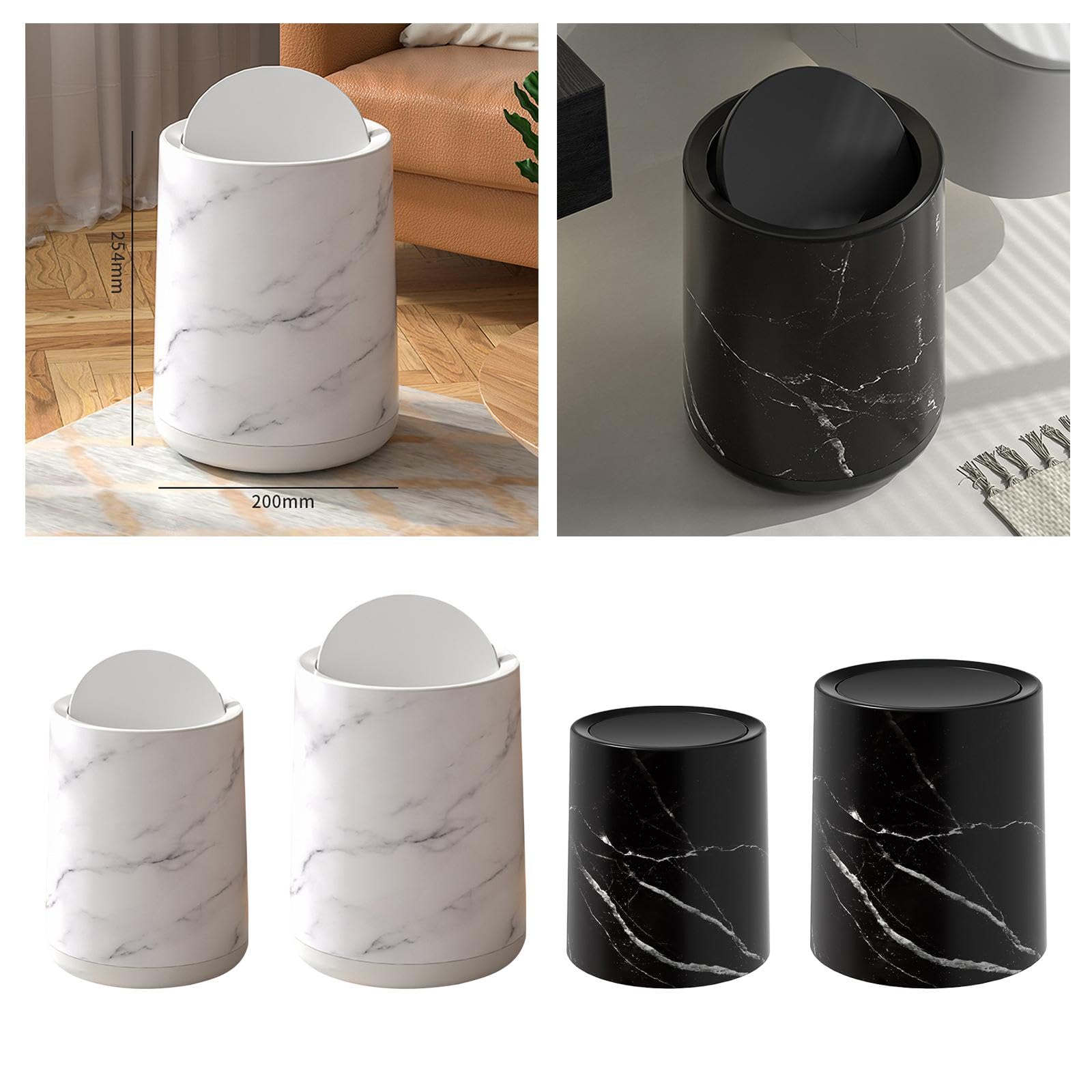 CLUB BOLLYWOOD® Marble Trash Bin Modern Wastebasket Removable Inner for Office Home Bathroom White Small|Home & Garden | Household Supplies & Cleaning | Trash Cans & Wastebaskets|1 Piece Trash Can 4