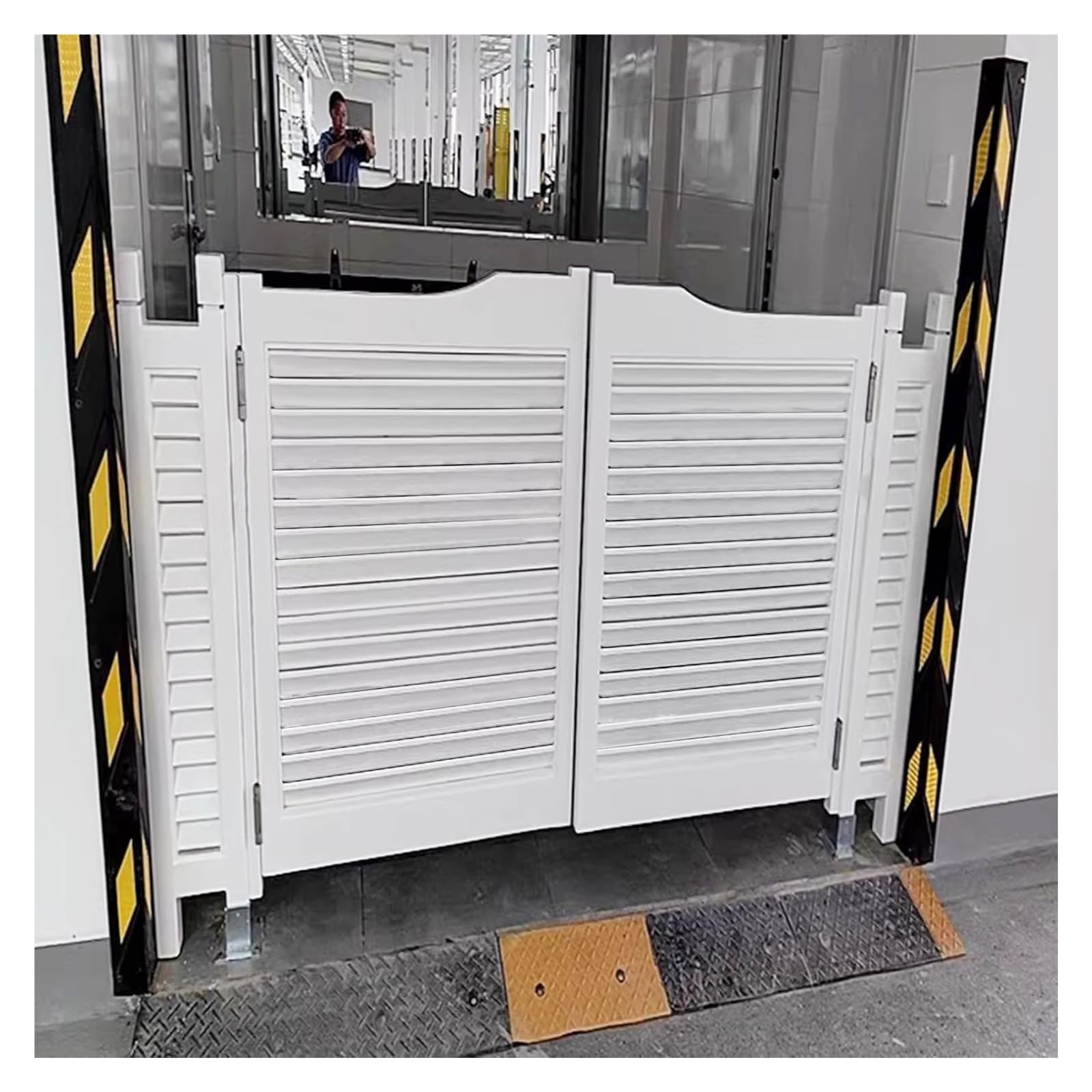 Porta a battente per bar, porta bianca per saloon per uso interno, divisorio a mezza vita, in legno, porte a battente per corridoi, larghezza 135 x altezza 90 cm