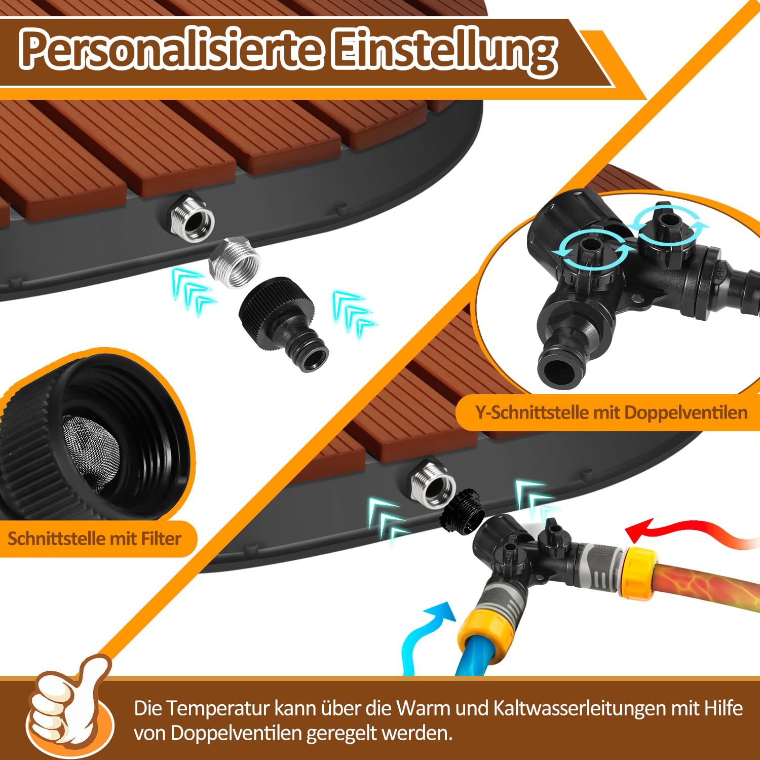 Ducha de suelo de jardín con rueda de pie y boquillas de cobre, ducha de piscina de hasta 4 m de altura de fuente, ducha exterior de aluminio, antideslizante, resistente a la intemperie